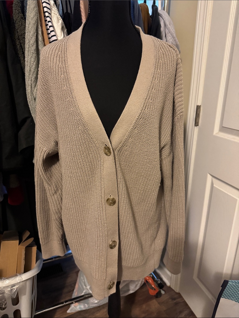 Haven Well Within Women’s Beige V-Neck Button Cardigan Sweater